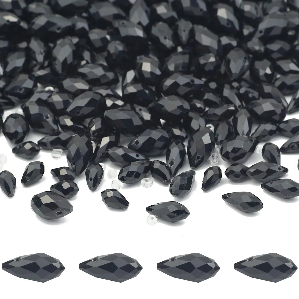 Perline allentate del distanziatore nero di cristallo austriaco sfaccettato a forma di goccia 5/6/8mm per gioielli orecchini fai da te bracciali pendenti accessori