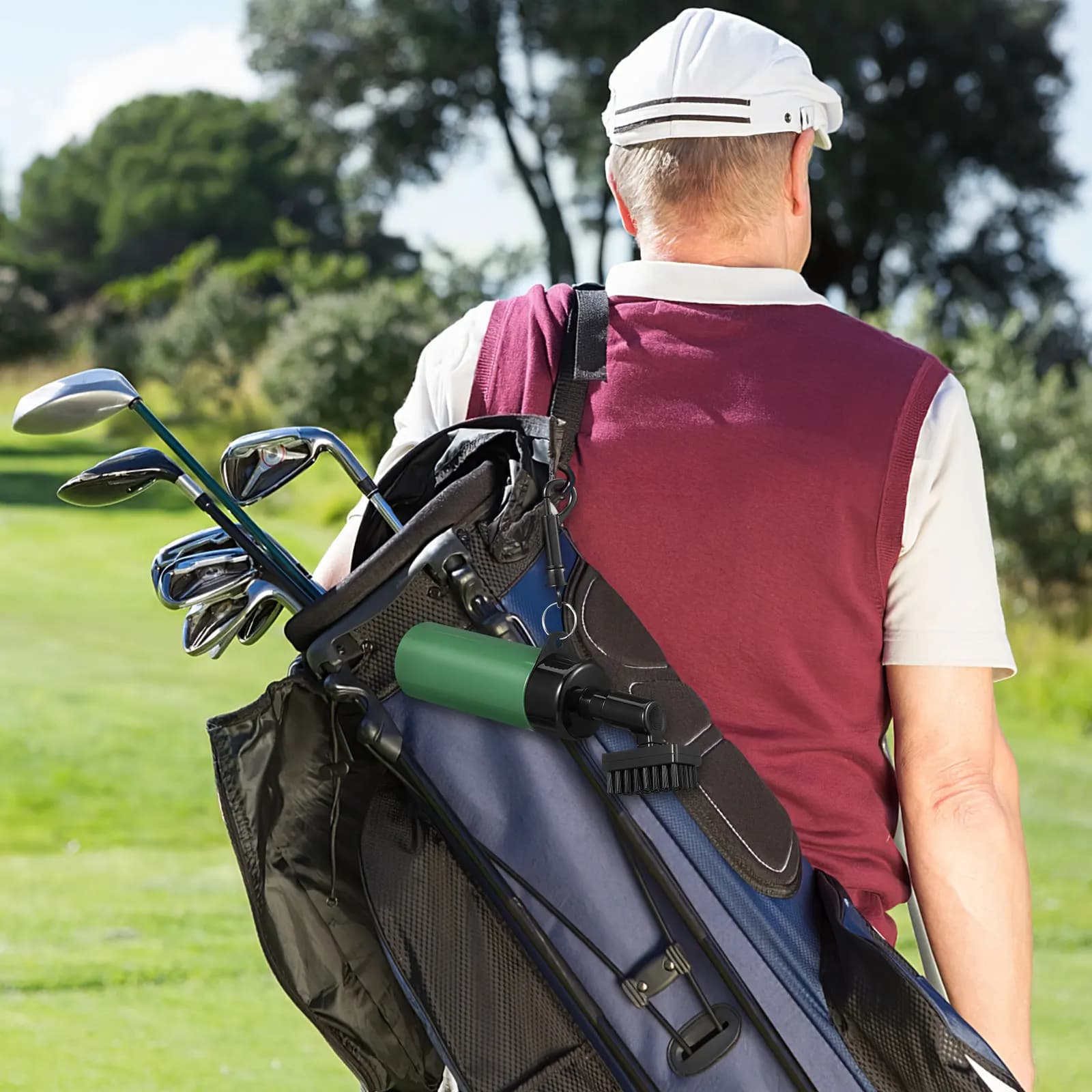 Set di spazzole per la pulizia delle mazze da golf, flacone portatile con pompa per scarpe da golf, carrelli e borse, strumento di pulizia riutilizzabile, pompa in plastica resistente