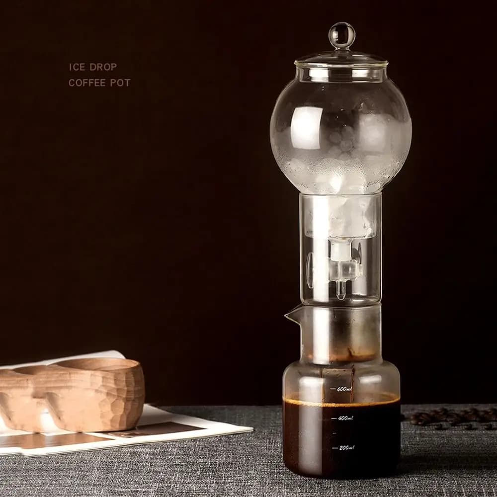 600ml Ice Dripper Coffee Maker Slow Drip Technology Borosilicate Glass Cold Brew Coffee Machine Reusable Adjustable Water Flow