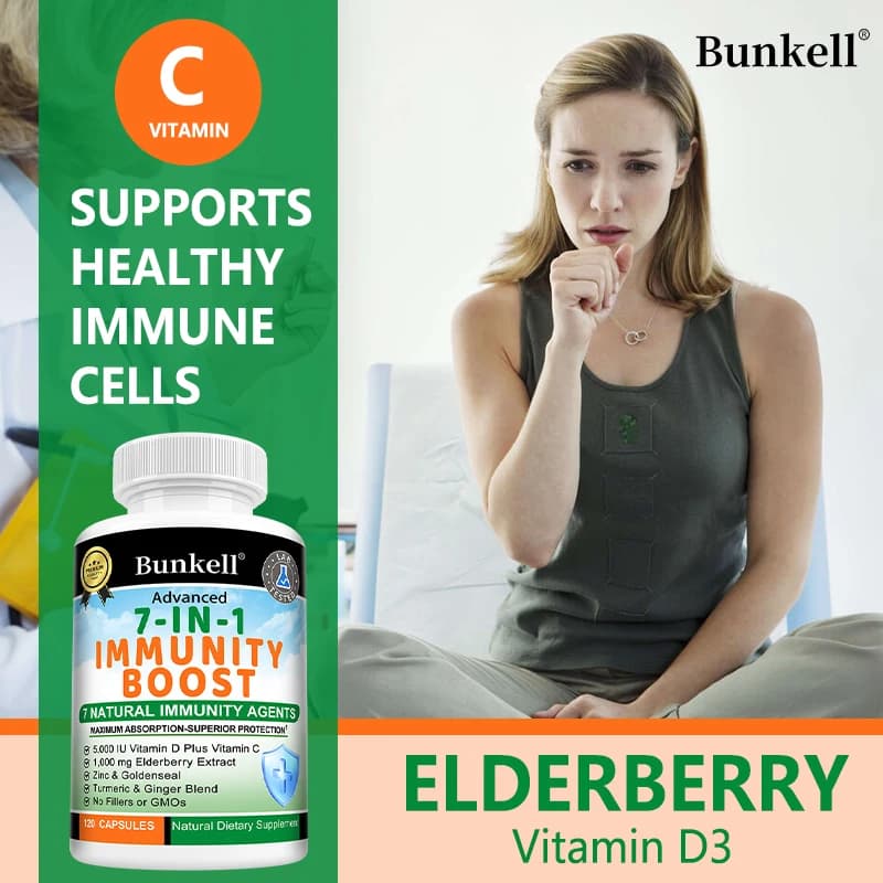 Immunitarian Support Supplement - Sambuco+Vitamina C D3 Promotes Immunitarian Health, Stimulates Metabolism, Antioxidant, Improves Skin Health