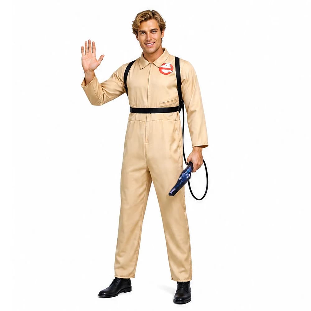 Adult Paranormal Hunter Cosplay Jumpsuit with Backpack Props, Stage Performance Outfit, Carnival Halloween Theme Party Costume,