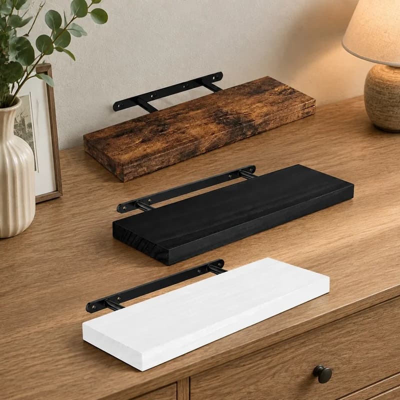 Durable Floating Wall Shelf with Concealed Supports for Versatile Storage in Kitchen, Living Room, Nursery, and Bathroom