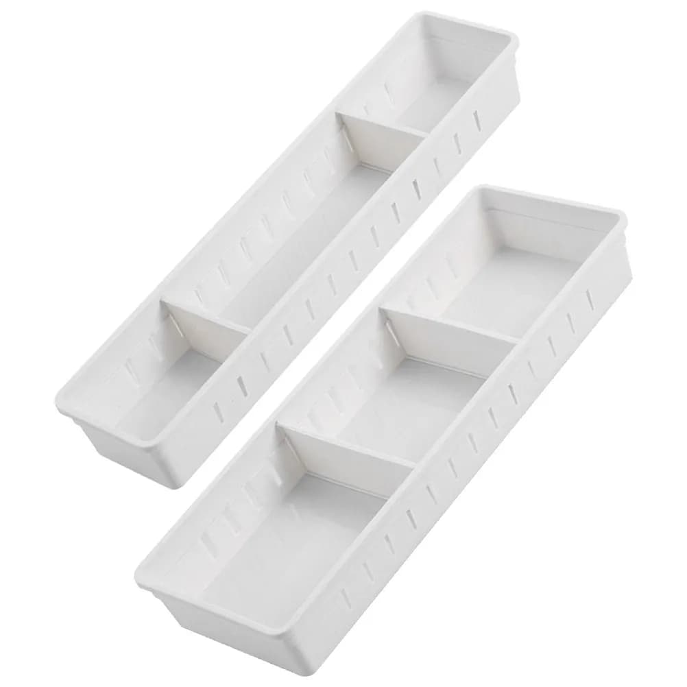 Set di 2 Organizzatori per Cassetti, Contenitori in Plastica con Divisori Mobili, Organizzatori Multi-Griglia per Scrivania e Cucina