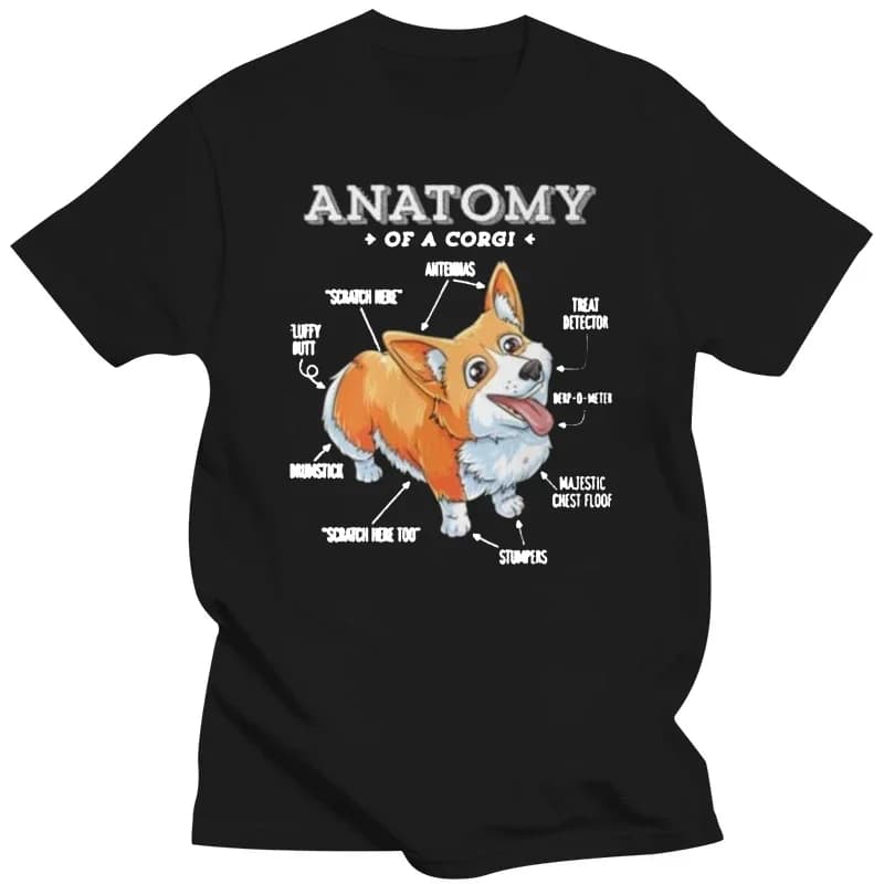 2025 nuovo modello nuova maglietta Nuovo stile estivo Anatomia di una maglietta Divertente cucciolo di cane Camicia per uomo Unisex rotondo n