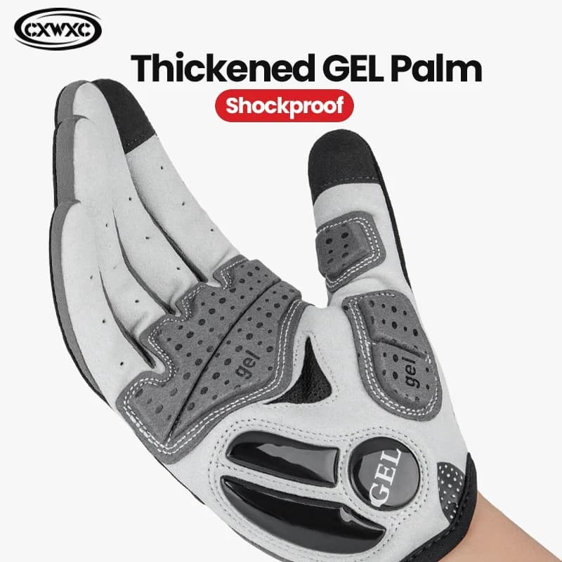 CXWXC Hot cycling gloves for men/women, full finger touchscreen, GEL shockproof gloves, MTB breathable sports thermal gloves