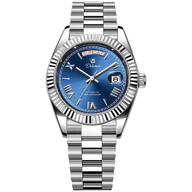 Dulunwe Business Orologio automatico da uomo Data Orologio da polso da uomo di lusso impermeabile Orologi meccanici da uomo sportivi in acciaio inossidabile