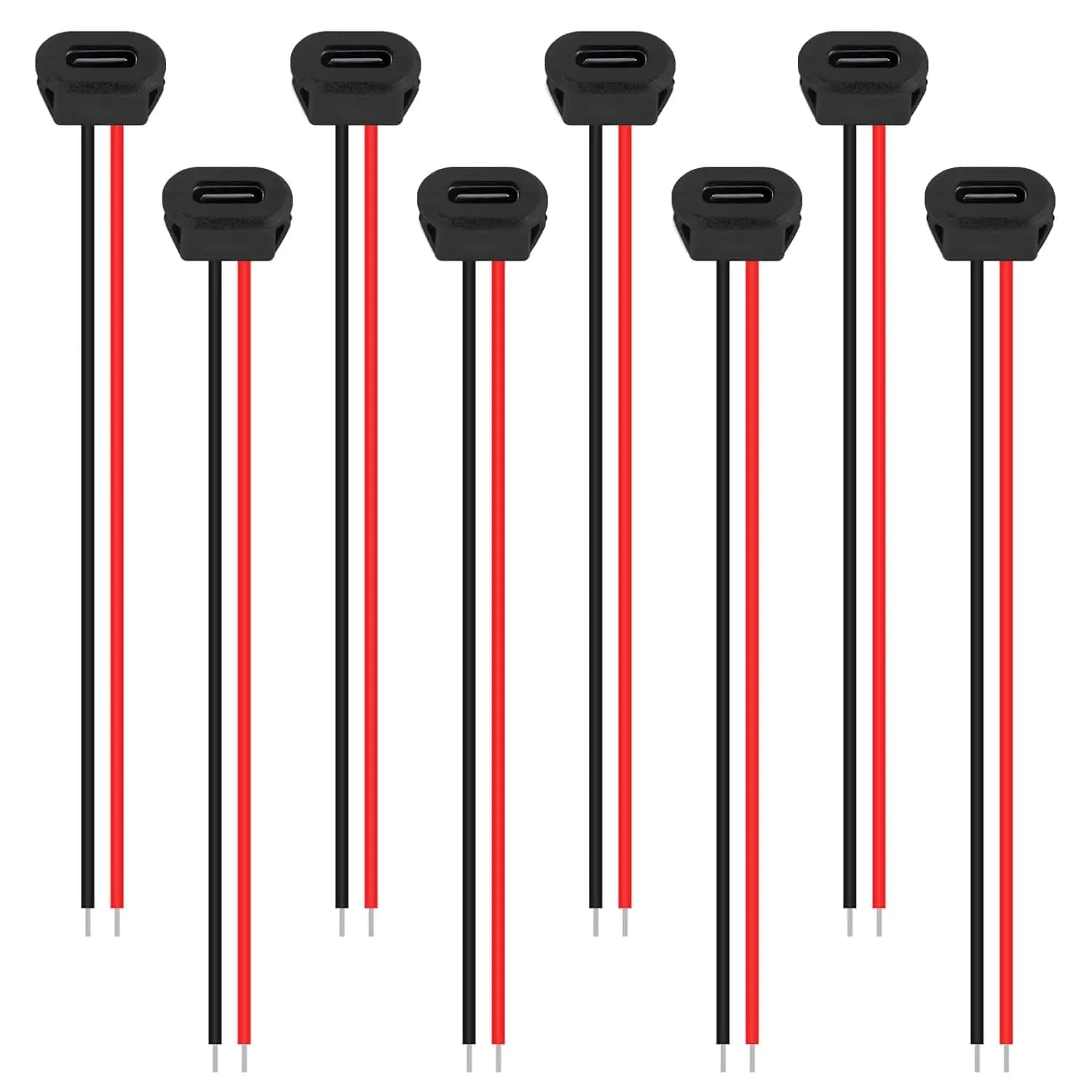 6PCS Type-C Frame Female Welding Wire USB Type C Cable Pigtail Cable Extension Cable USB-C 2 Pin Plug Power Cable Black