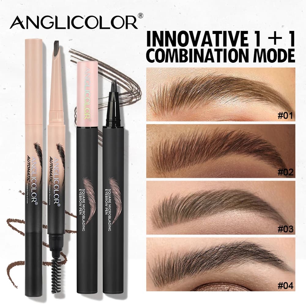 Eyebrow Pencil Set Waterproof Non-Smudge Liquid Split Eyebrow Pencil Water Eyebrow Pencil Automatic Eyebrow Pencil (with one rep