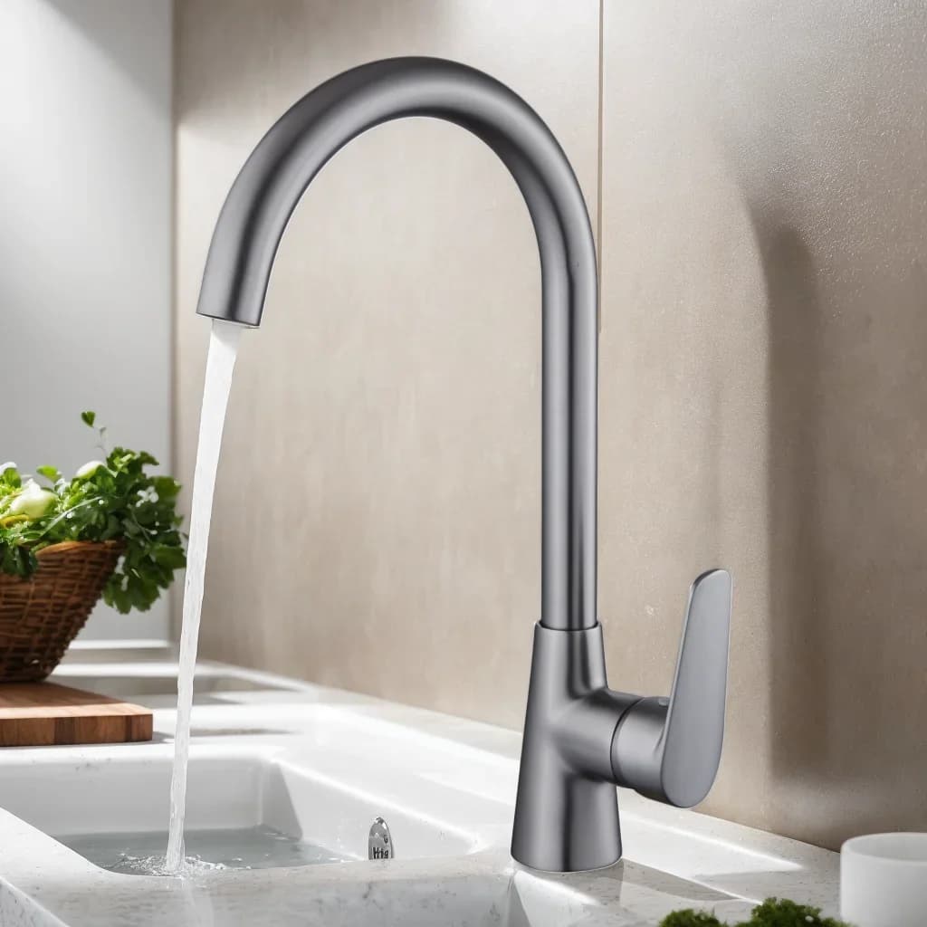 Rubinetto da cucina estraibile grigio Miscelatore per lavello da cucina flessibile con acqua calda e fredda montato sul piano con modalità doccia a flusso