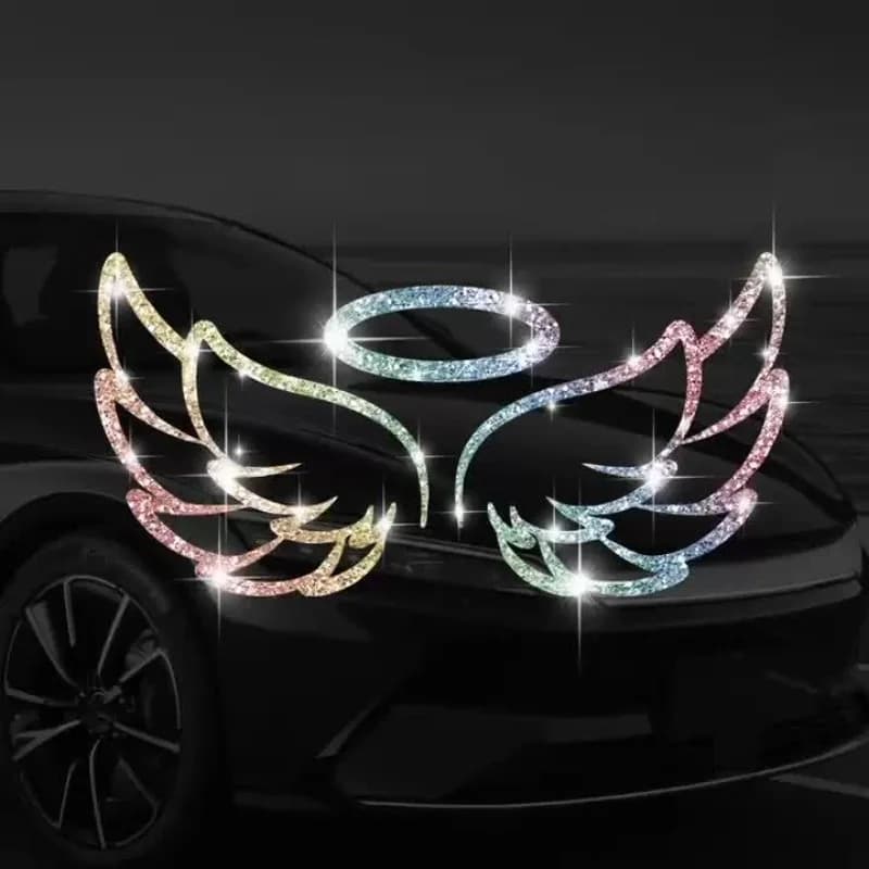 1PC Sparkling guardian angel wing stickers for waterproof windows for fuel tank cap for universal vinyl decal cars for motorcycle