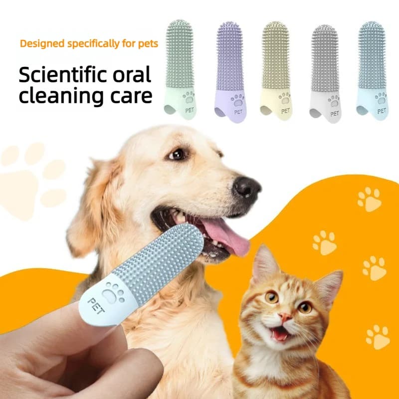Spazzolino per cani in morbido silicone 360 ° Spazzolino da dito per cani e gatti, resistente, strumento per la pulizia dei denti per tutte le razze