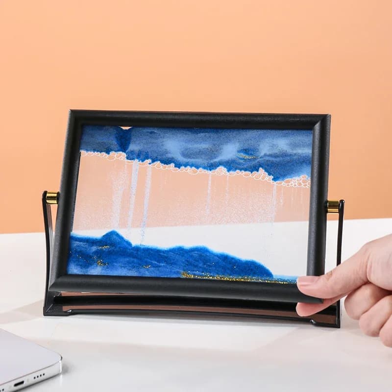 Immagine creativa di arte della sabbia in movimento Vetro quadrato Paesaggio di sabbia 3D Sabbie mobili Clessidra Girevole che scorre Pittura di sabbia Decorazioni per la casa Regali