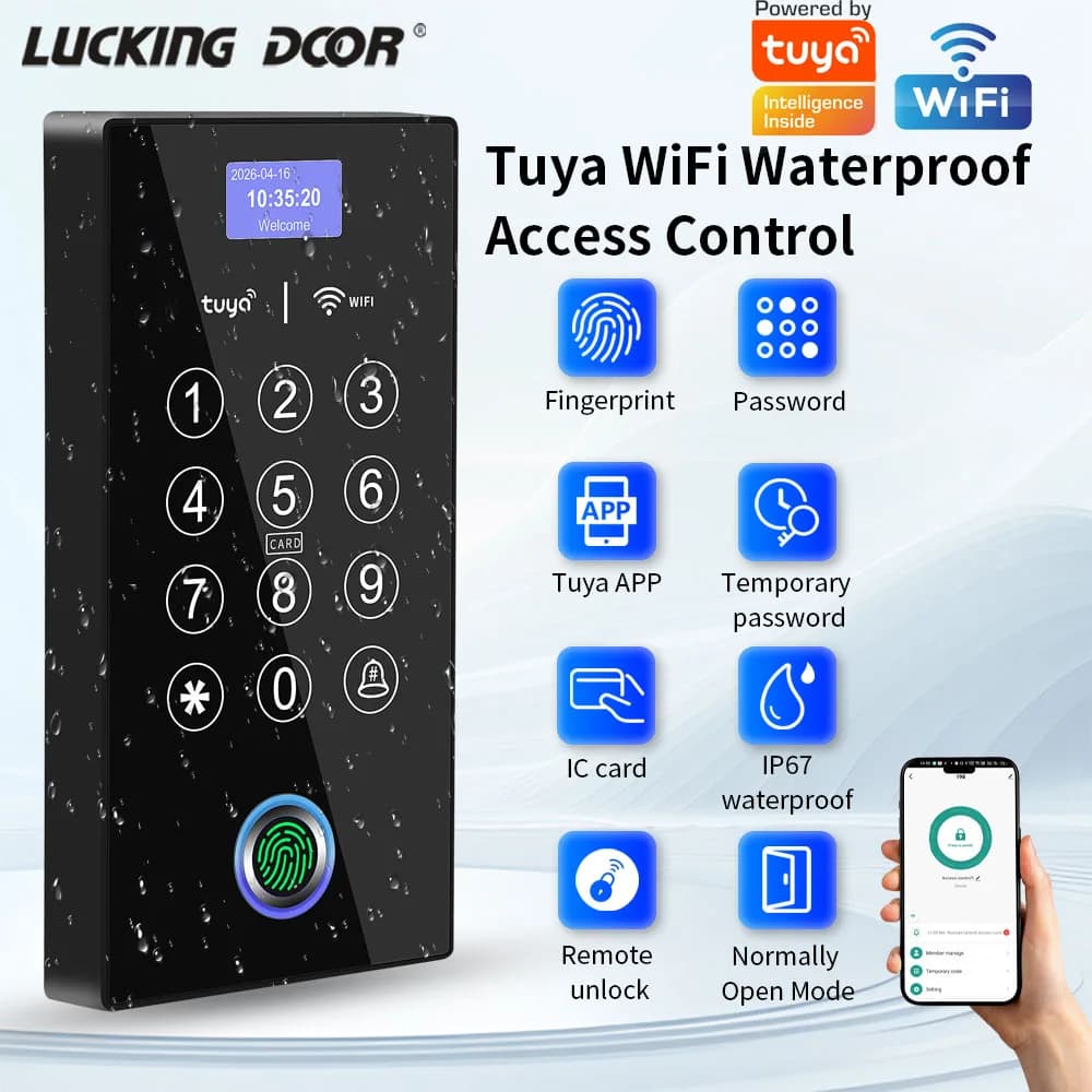 S206 Tuya APP 2.4G WiFi Waterproof Access Control IP67 4in1 Featuring Fingerprint Password IC Card Mobile NFC Remote Unlock