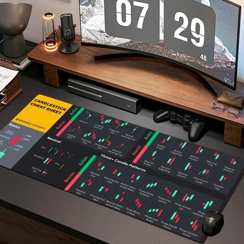 Motivo grafico del mercato azionario Tappetino per mouse Trader Accessori per tastiera Regalo per investitore Forex Mercato stock Candeliere Modello Tappetino da scrivania