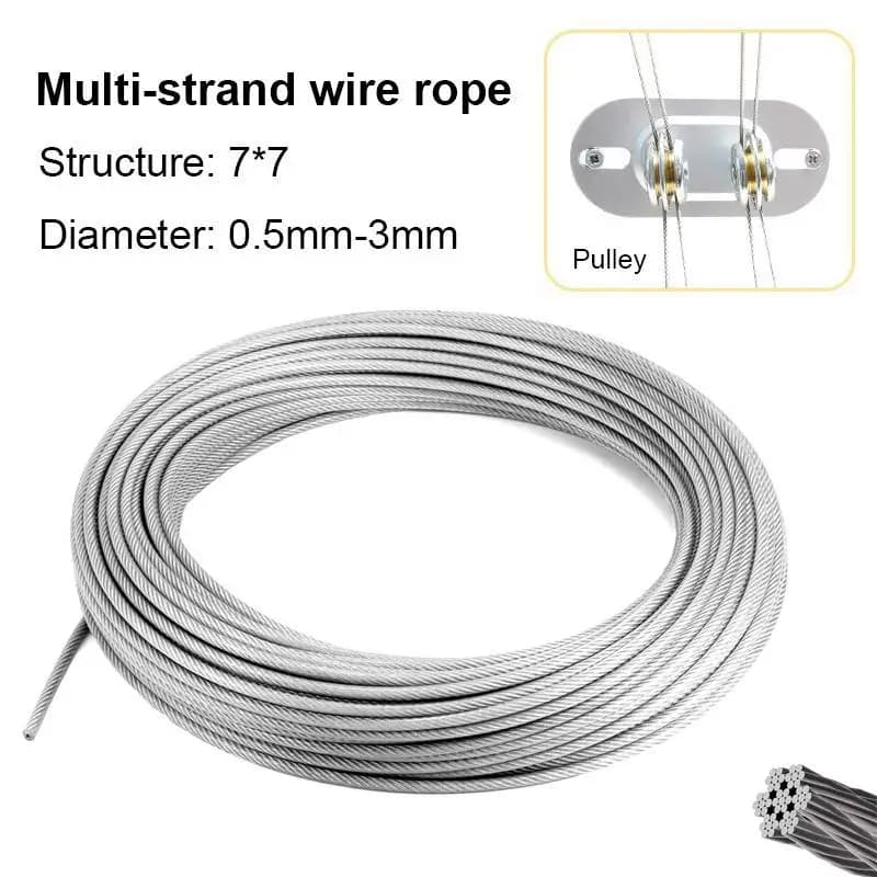 Diameter 0.5-3 mm Stainless Steel Wire 10 m/5 m Corda with structure 7x7 Soft Fishing Lift Cable Shooting Corda Wire Sliding Board