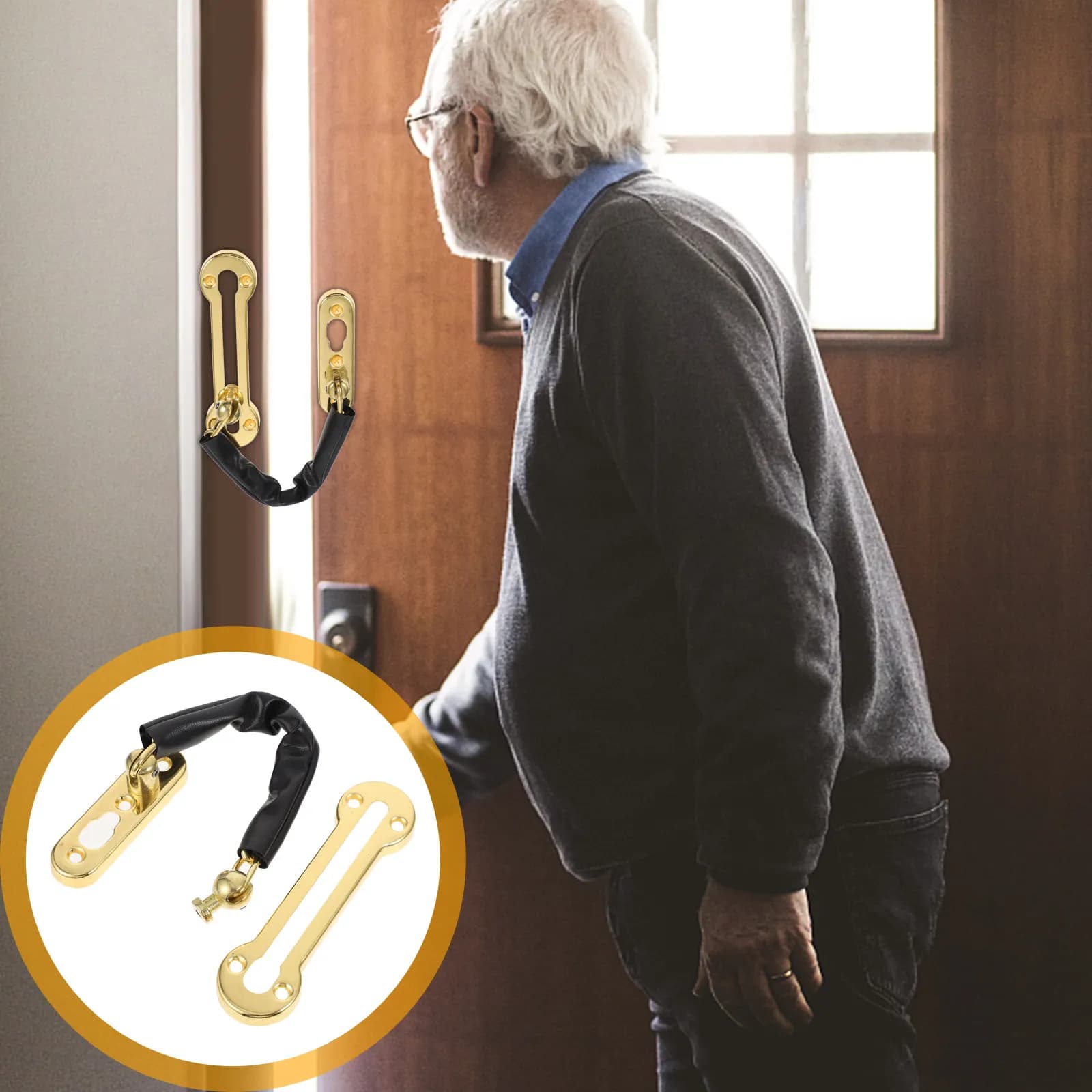 Stainless Steel Door Chain Lock Heavy Duty Anti-Theft Latch For Home Office Security Door Bolt Hardware Fixtures