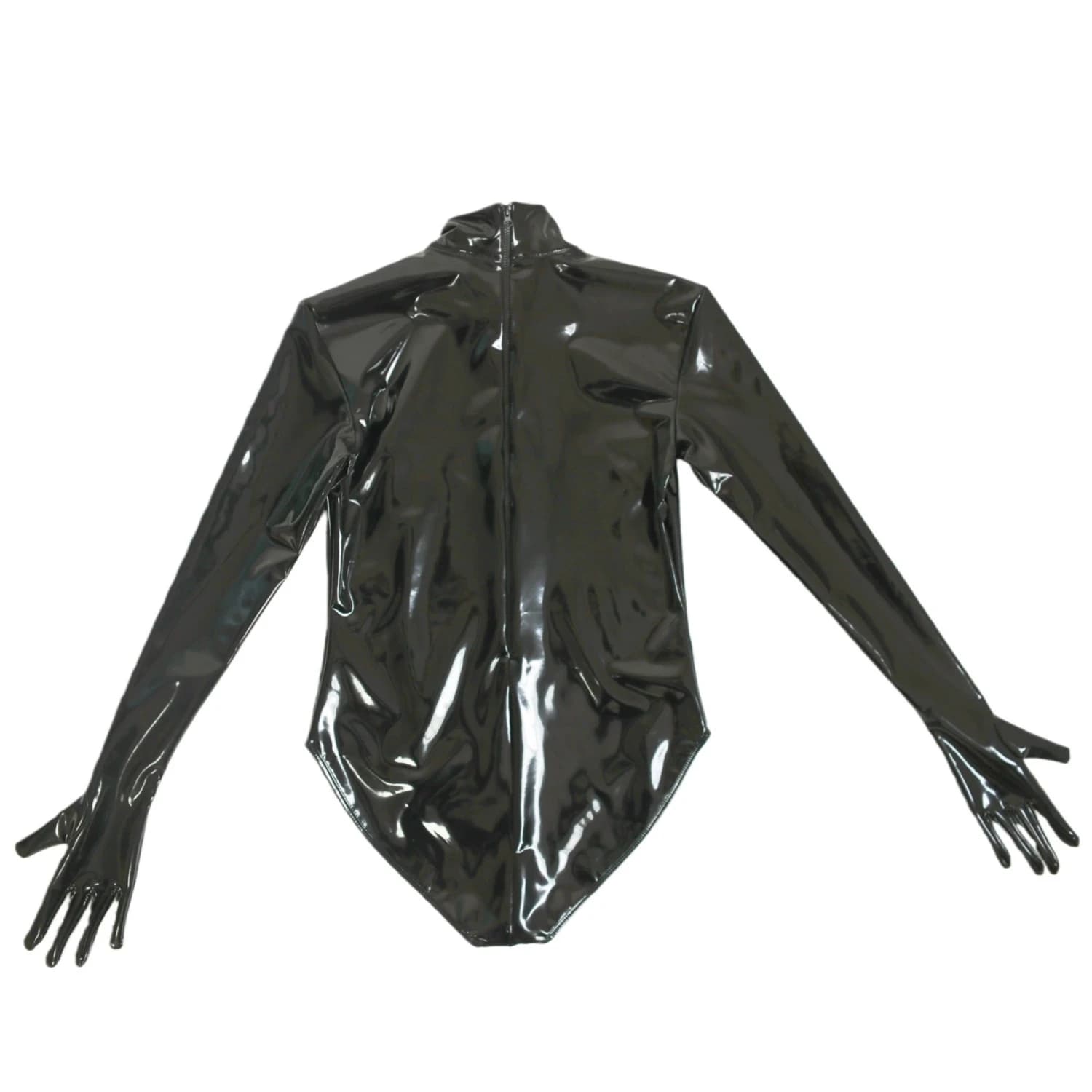 Donne sexy Guanto Manica Lattice Ammoniaca Taglio alto Body Low Brest Shaper Collant Elastico Casa PU Pelle Body Cameriera Wear