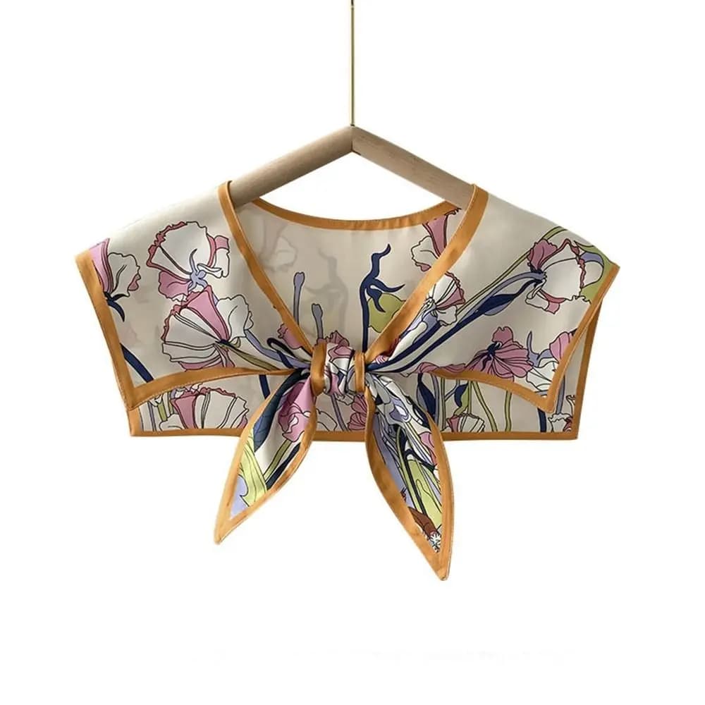 Sciarpa Decorativa in Seta con Colletto Staccabile, Protezione Solare, Mantella per Camicia da Donna
