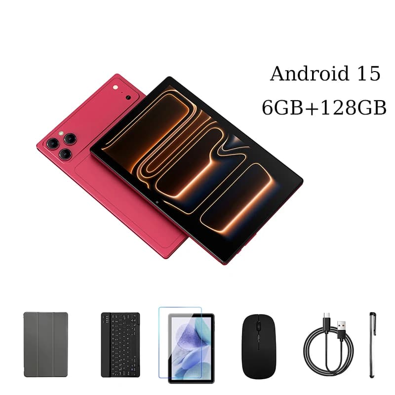2026 Android 15 Tablet 10.1" Octa-Core 6GB RAM 128GB ROM 6000mAh Battery WiFi 5 Bluetooth 5.0 GPS With Case Keyboard Mouse