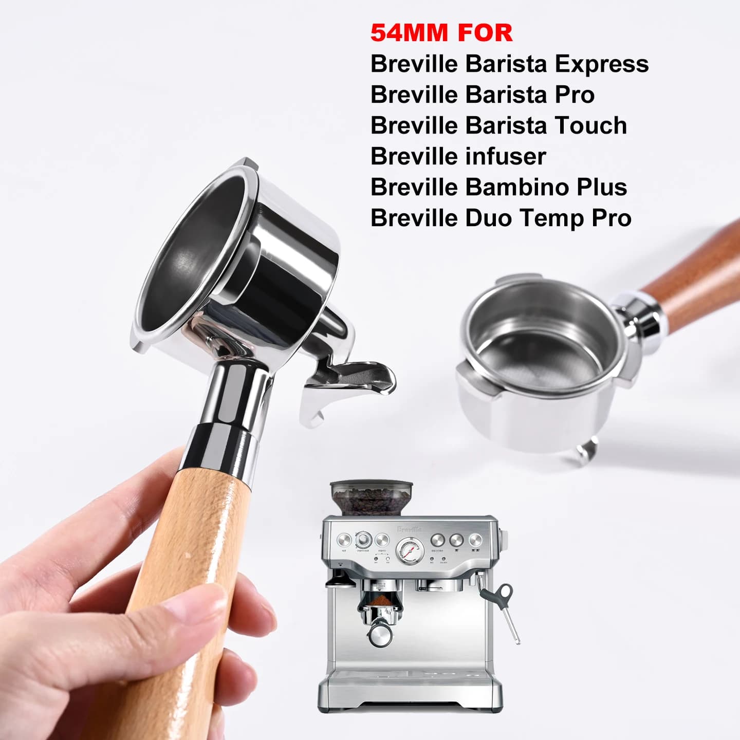 54mm Coffee Double Spout Portafilter Naked For Breville Sage 870 878 879 Filter Basket Espresso Machine Accessorie Barista Tool