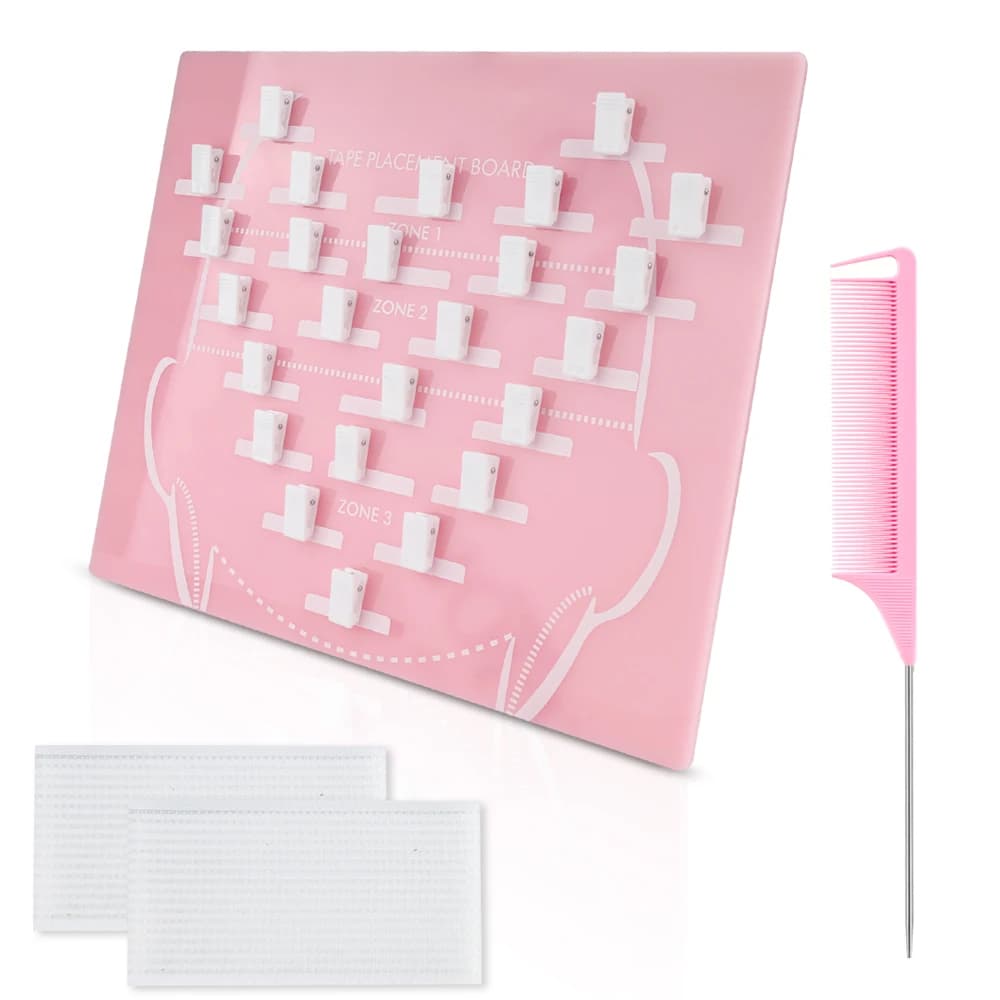 Set di Strumenti per l'Applicazione di Extension per Capelli Lanshii – Pettine a Coda e Velcro, Kit Organizzatore per Extension a Nastro per Stilisti, Riparazioni e Uso in Salone