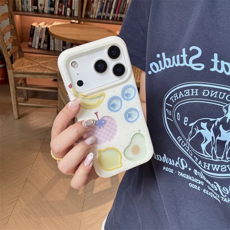 Custodia Protettiva Antiurto per iPhone 15 16 17 Pro Max con Stampa Frutta Pastello Kawaii - Cover Estetica con Motivo Frutta Adorabile