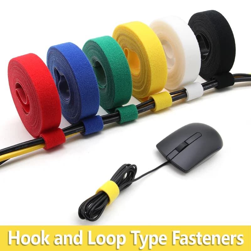 5M/Roll Hook and Loop Type Fasteners 10-25mm Reusable Nylon Straps Self Adhesive Cord Organizer Wire Management Fastening Tape