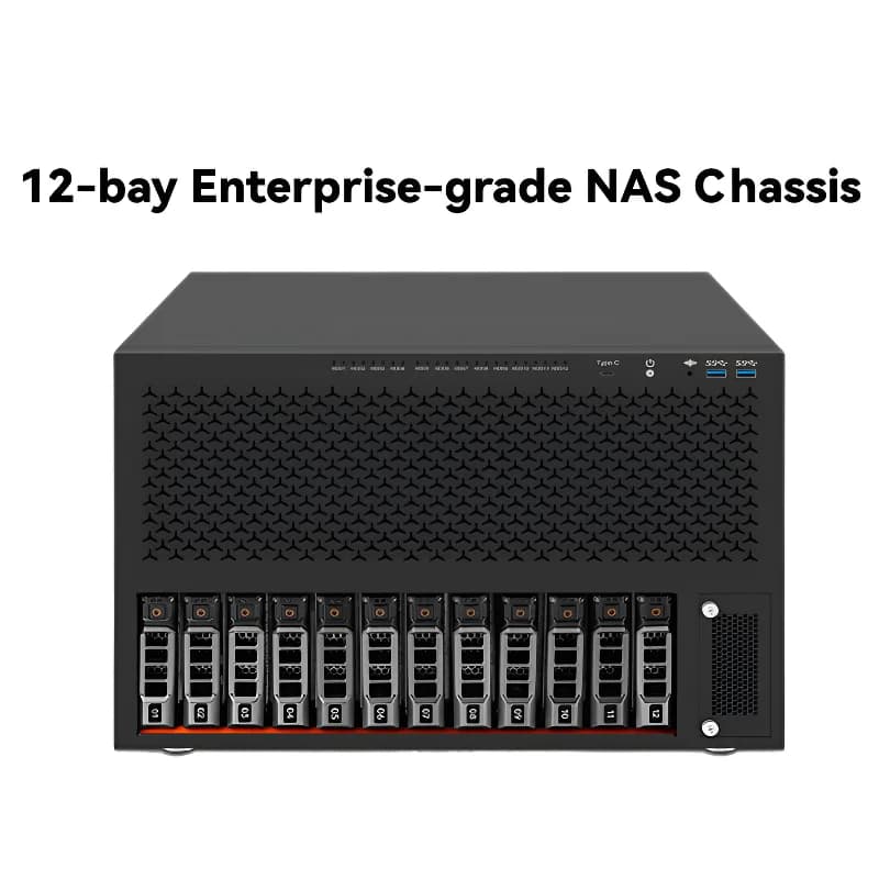 Case NAS Enterprise a 12 Bay con Hot Swap, Chassis Server ITX MATX ATX, Supporto Alimentatore ATX, Archiviazione Modulare
