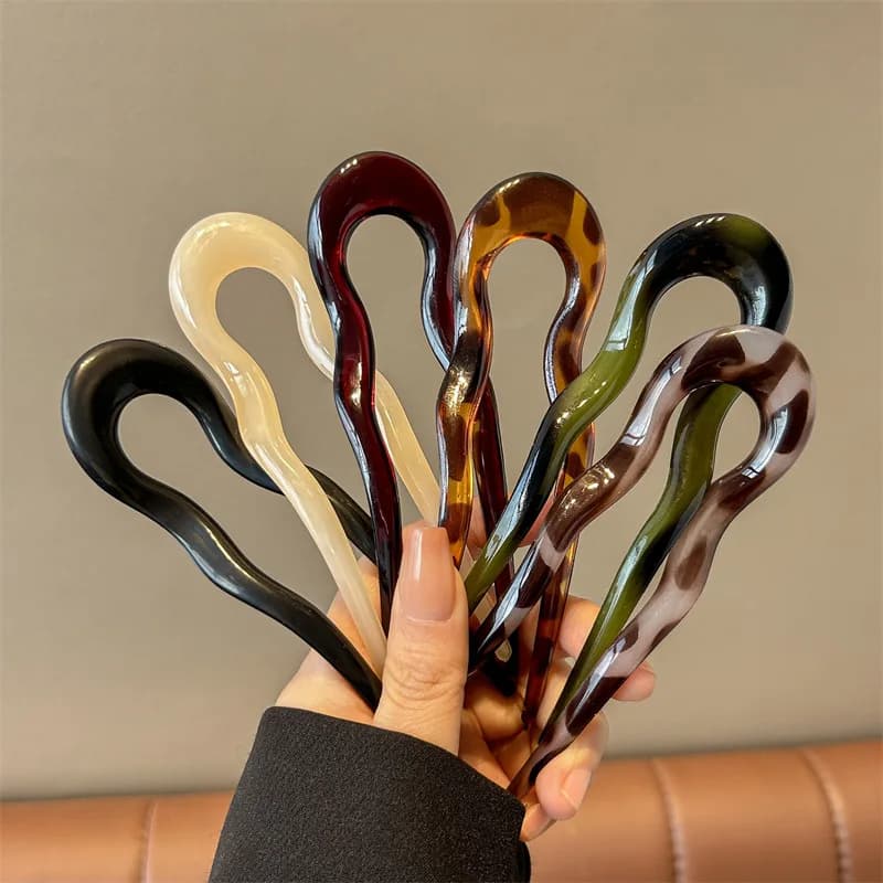 Nuova forcina per capelli a forma di U moda donna tartarugata forcina in acetato design geometrico copricapo bastoncini per capelli accessori per capelli ragazza