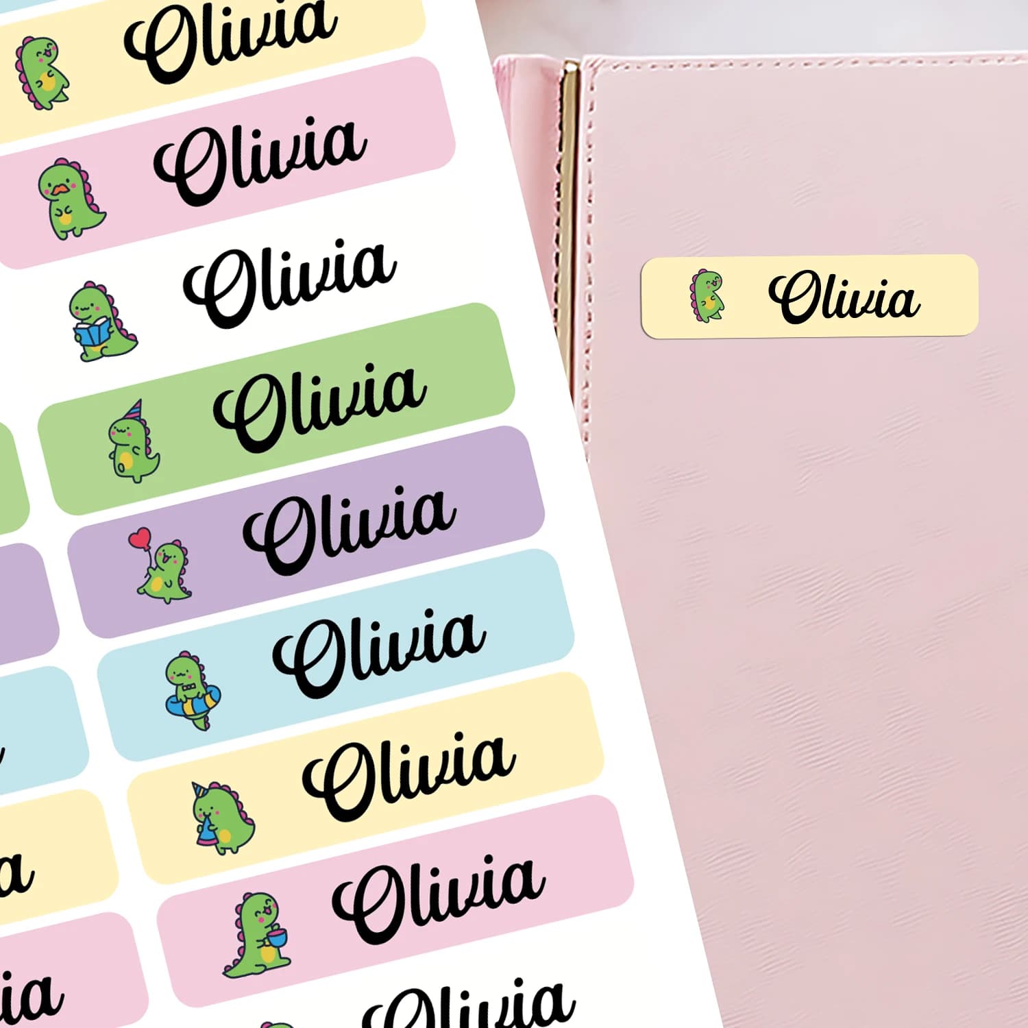 Etichette di dinosauro con nome personalizzato impermeabile per bambini Etichette adesive personalizzate per bottiglie d'acqua Zaino Materiale scolastico Camion
