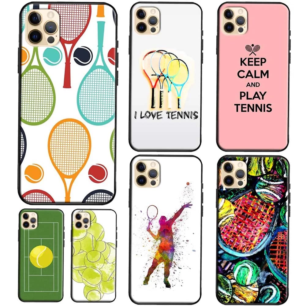 Racchetta da tennis Palla da tennis Custodia in TPU per iPhone 11 14 Pro Max 12 13 mini X XS Max XR 5S SE 2020 6S 7 8 Plus Cover posteriore