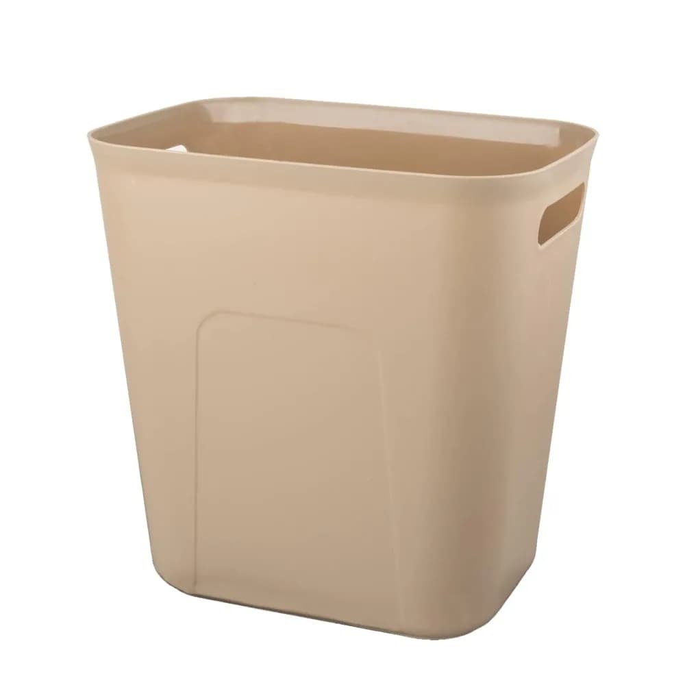 Plastic Small Trash Can Wastebasket, Garbage Container Basket for Bathrooms, Laundry Room, Kitchens, Offices, Kids Rooms, Dorms, 3.5 Gallon, Khaki
