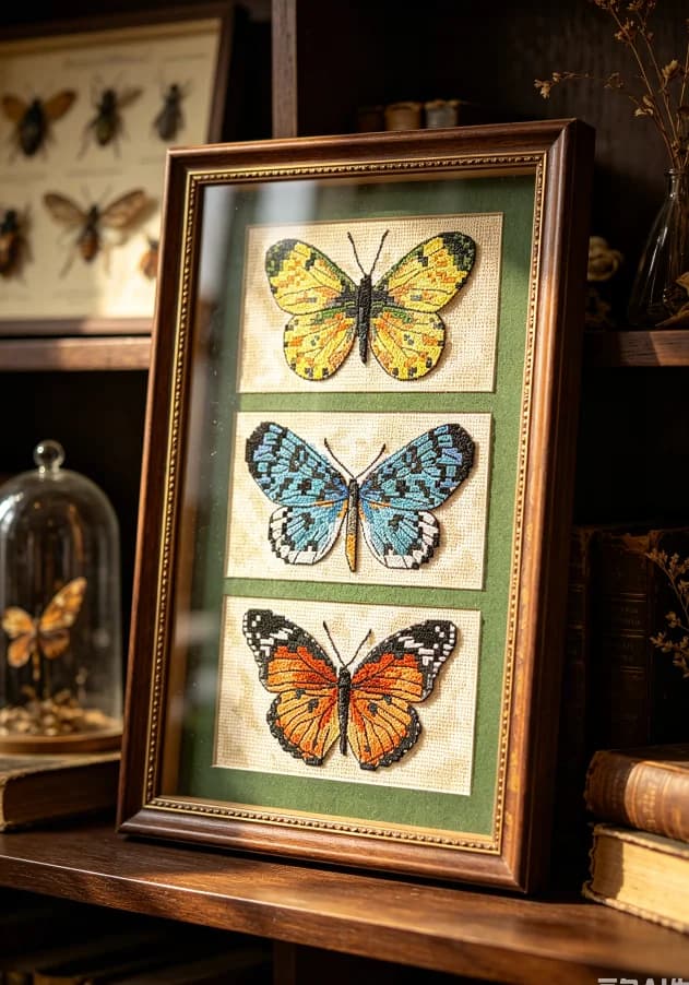 Butterfly Specimen Cross Stitch Kit - Counted Embroidery Floss Included DIY Craft Kit Dim 06914