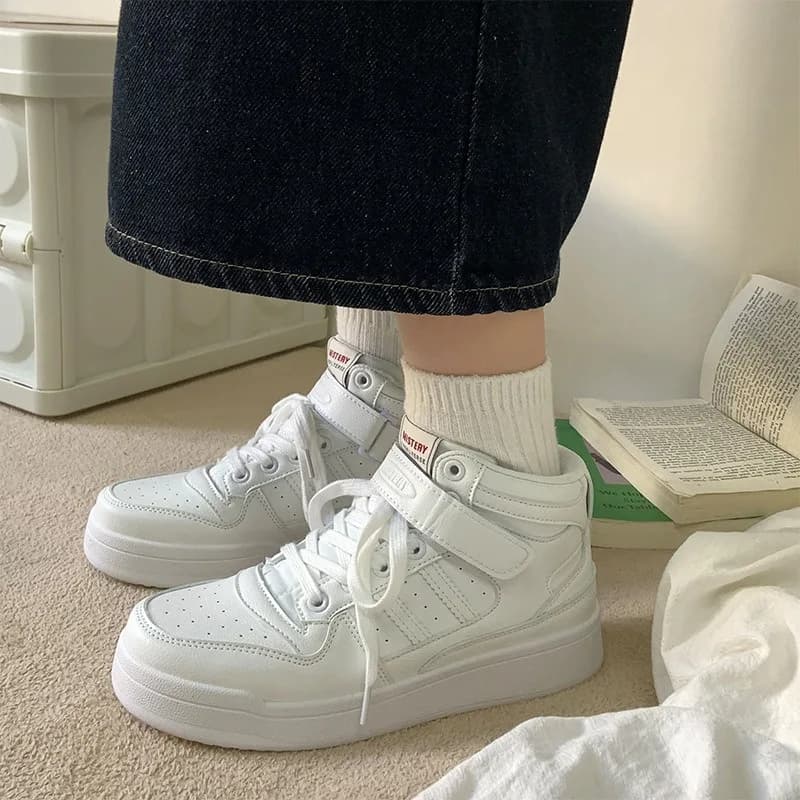 High Quality Designer Wedges White Platform Sneakers Women Shoes Leather Black High Top Sneakers Hidden Increasing Basket Femme