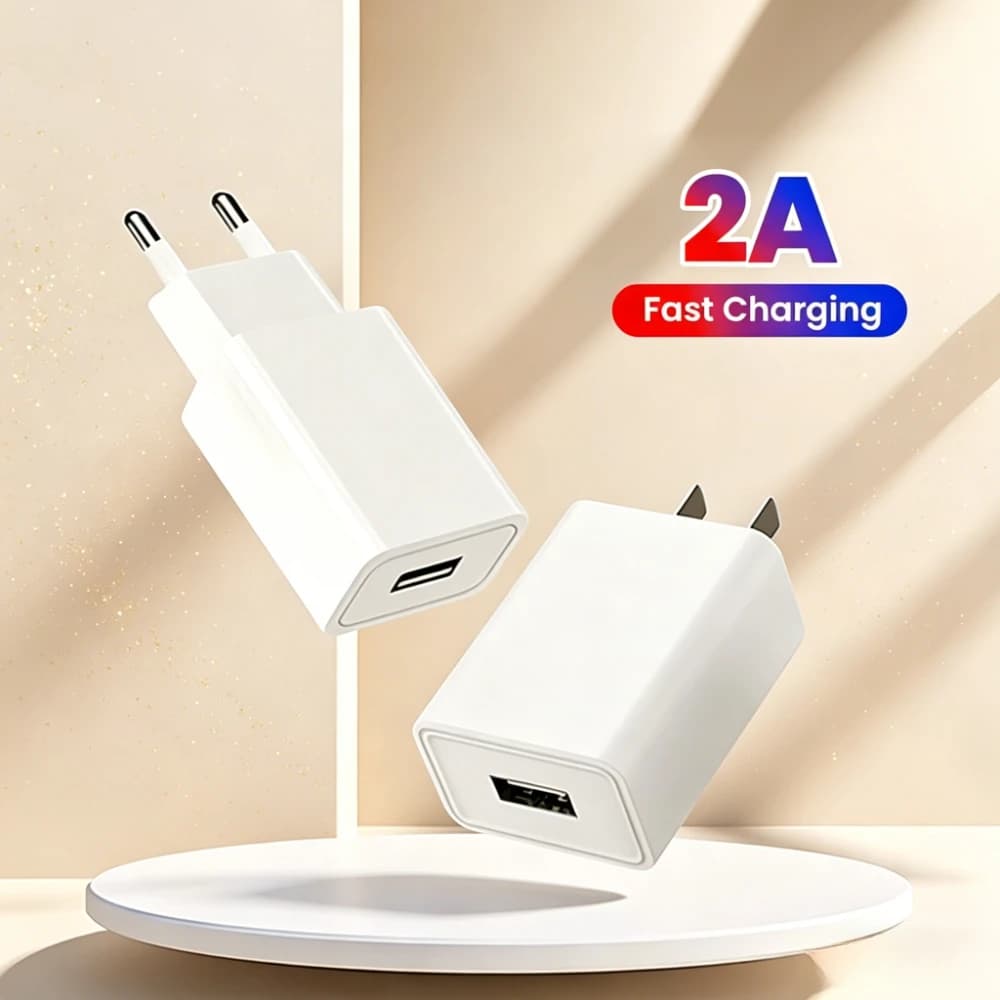 Caricatore USB Rapido 2A con Spina US/EU, Adattatore di Alimentazione da Viaggio USB a Ricarica Veloce per iPhone Samsung Xiaomi Huawei