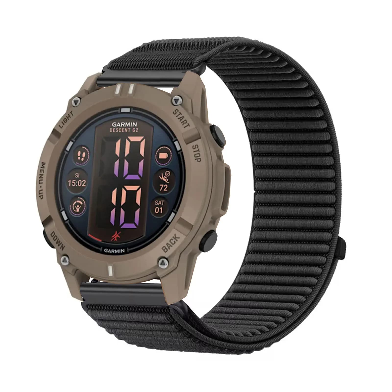 Fasce in nylon per Garmin Descent G2/Descent G1/Descent G1 Solar/Quatix 7 47mm/Quatix 7 Pro Band, cinturino elastico in nylon velcro morbido