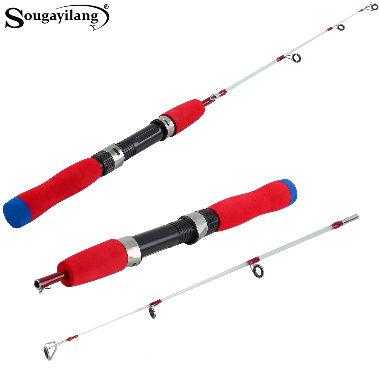 Canna da pesca sul ghiaccio Sougayilang da 63 cm con design a 2 sezioni Attrezzatura da pesca sul ghiaccio invernale super leggera e facile da trasportare