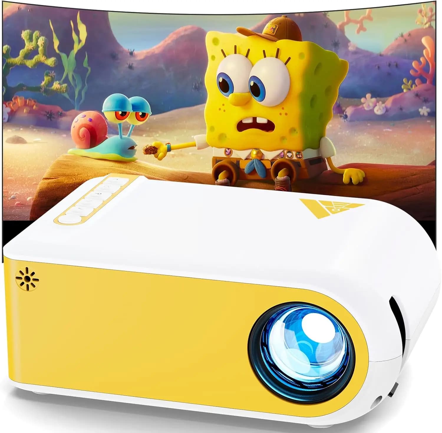 Mini Proiettore con WiFi e Bluetooth, Supporto 1080P, Altoparlante Integrato, Compatibile con Smartphone HDMI USB AV per Uso Domestico e Esterno