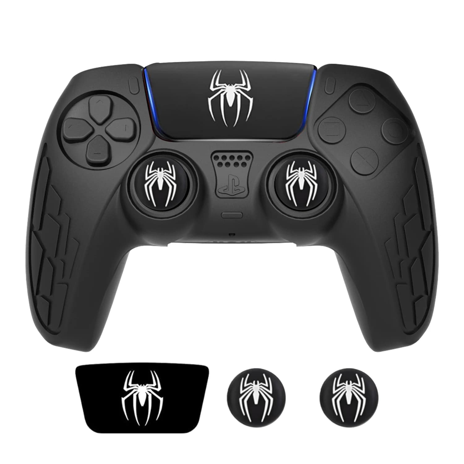 Cover Protettiva in Silicone Antiscivolo per Controller PS5 con Adesivi per Impugnatura e Protezione per Levette Analogiche