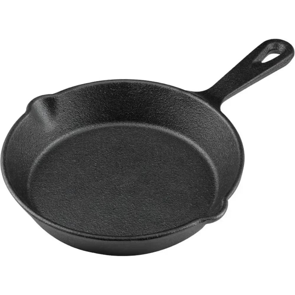 Padella in Ghisa Pretrattata da 20CM con Beccucci per Scolare, Adatta al Forno, per Cucina Interna ed Esterna, 1 Pezzo