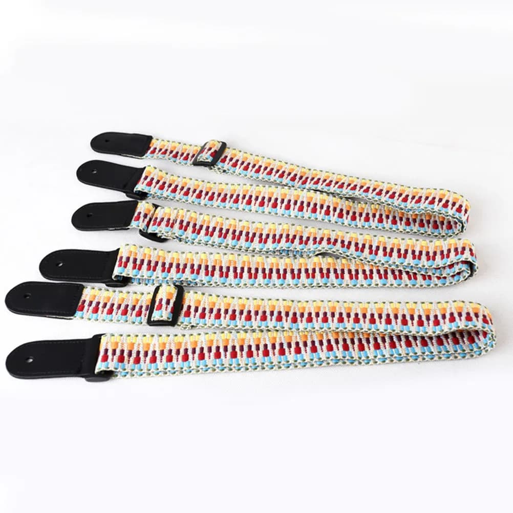 Ukulele Strap 2 Pack Colorful Ethnic Pattern Adjustable Shoulder Sling for Small Guitar Standing Play