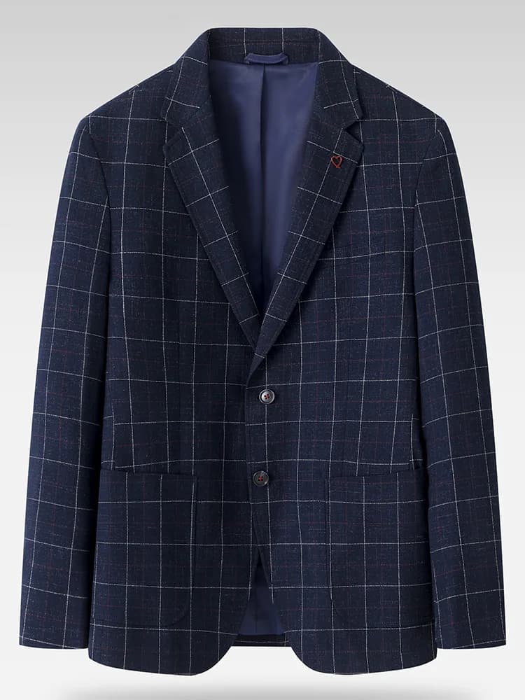 Classic Fashionable Business Casual Spring Autumn Plaid Single-breasted Suit Jacket Men's Clothing Outerwear