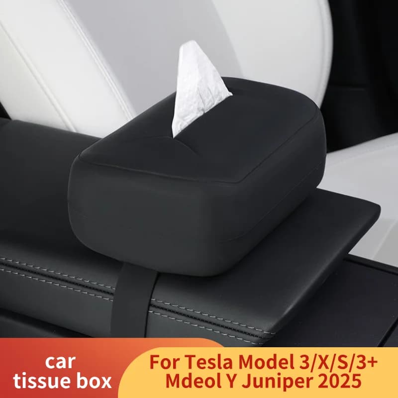 Scatola per fazzoletti per auto per Tesla Model Y Juniper/3/X/S/3+ Scatola per fazzoletti con bracciolo Ciondolo nascosto Schienale Sacchetto di carta Accessori per l'organizzazione