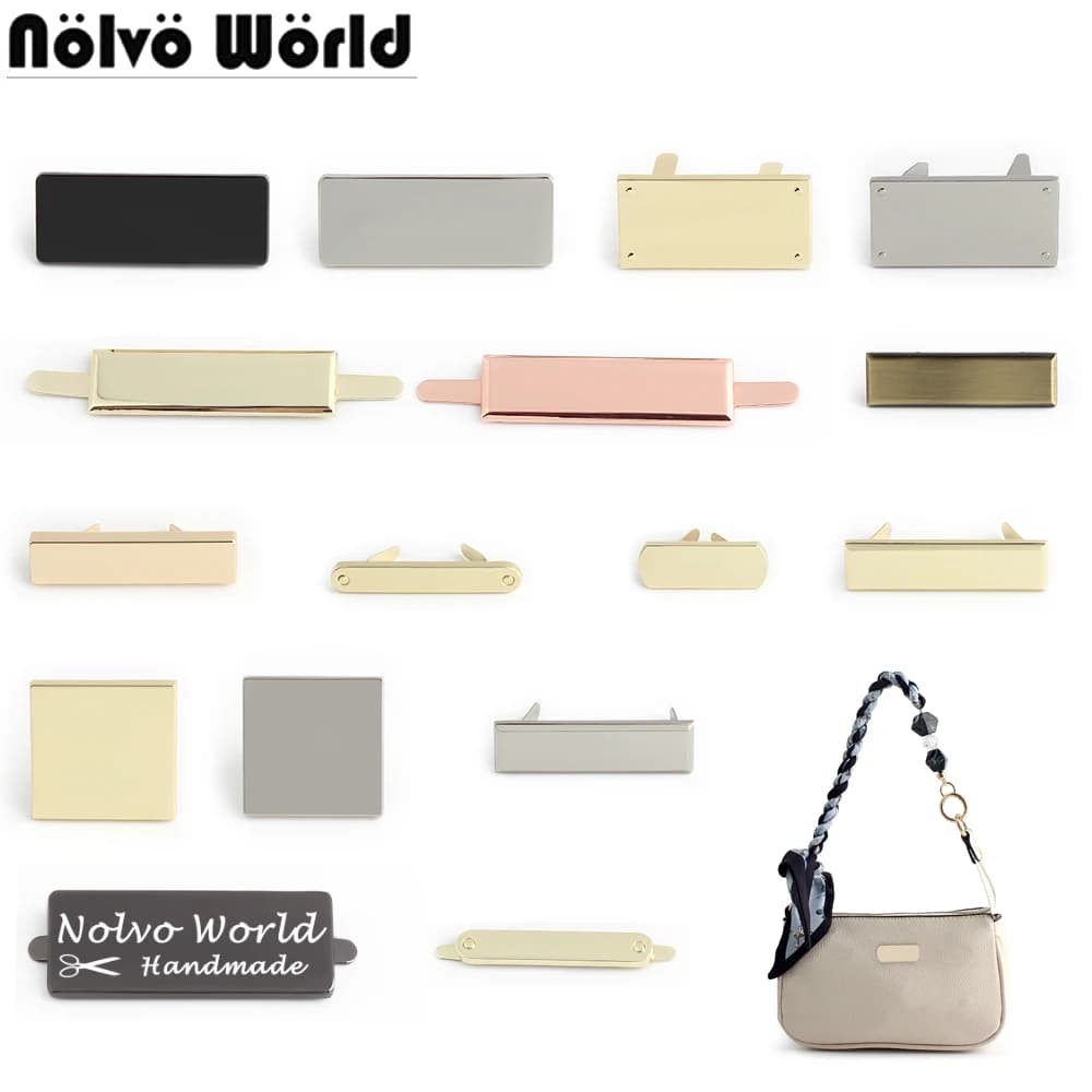 50-100PCS Personalizza Logo Etichette per borse in metallo Laser Il tuo marchio per borse Borsa Cappello Indumento Incisione Creazione di etichette per nome Accessori