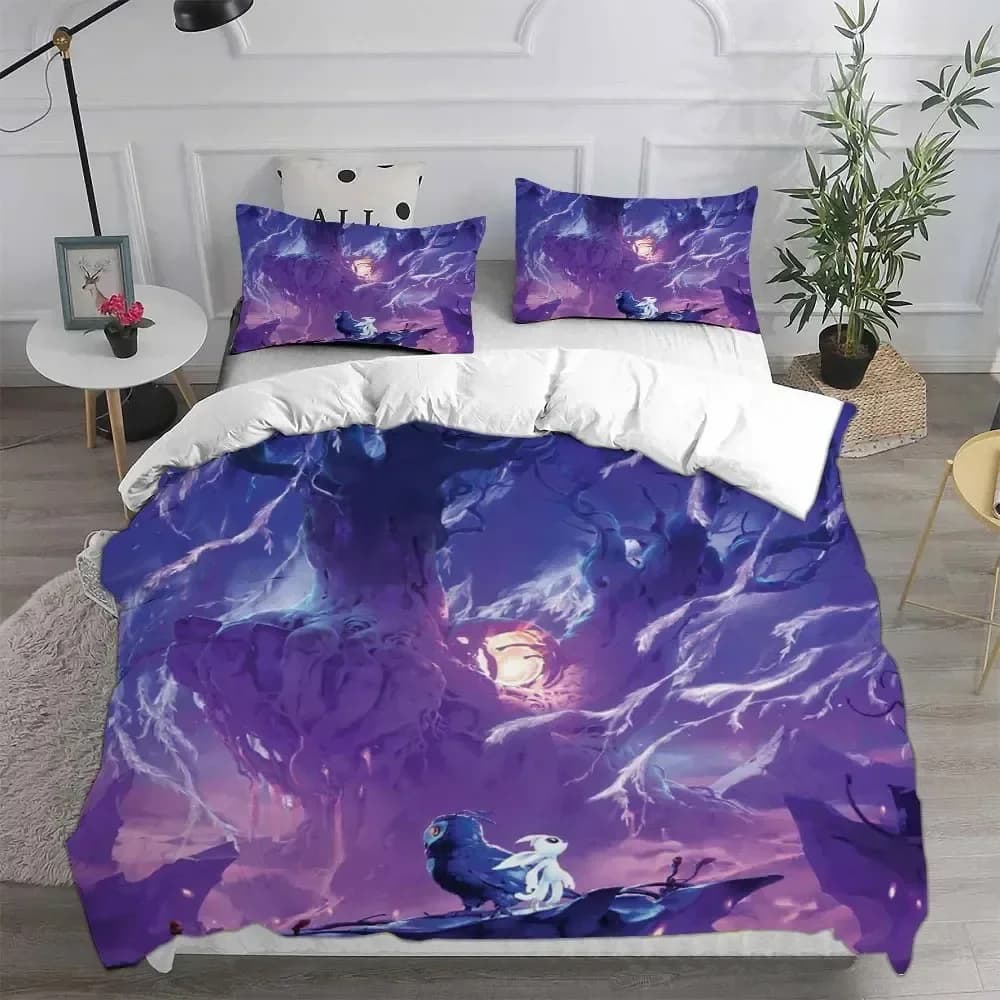 Set di Biancheria da Letto 3D Ori and the Blind Forest, Copripiumino, Coperta, Federe, Set da 2 o 3 Pezzi per Bambini e Adulti