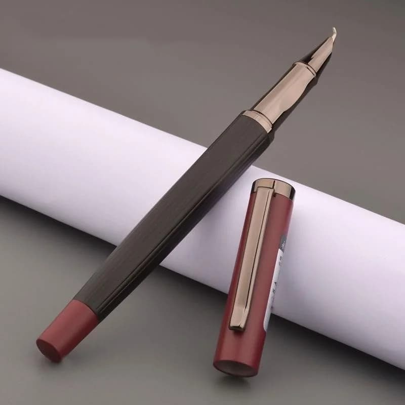 1-Piece Morandi Red Fountain Pen 1.5mm Bent Nib Professional-Grade Pen for Adults, Calligraphy Practice, Business Office Signing, High-Value Aesthetic for Students, Ideal for Teachers, Clients, Elders, Holiday Gift, Writing Collection Stationery Gift Box