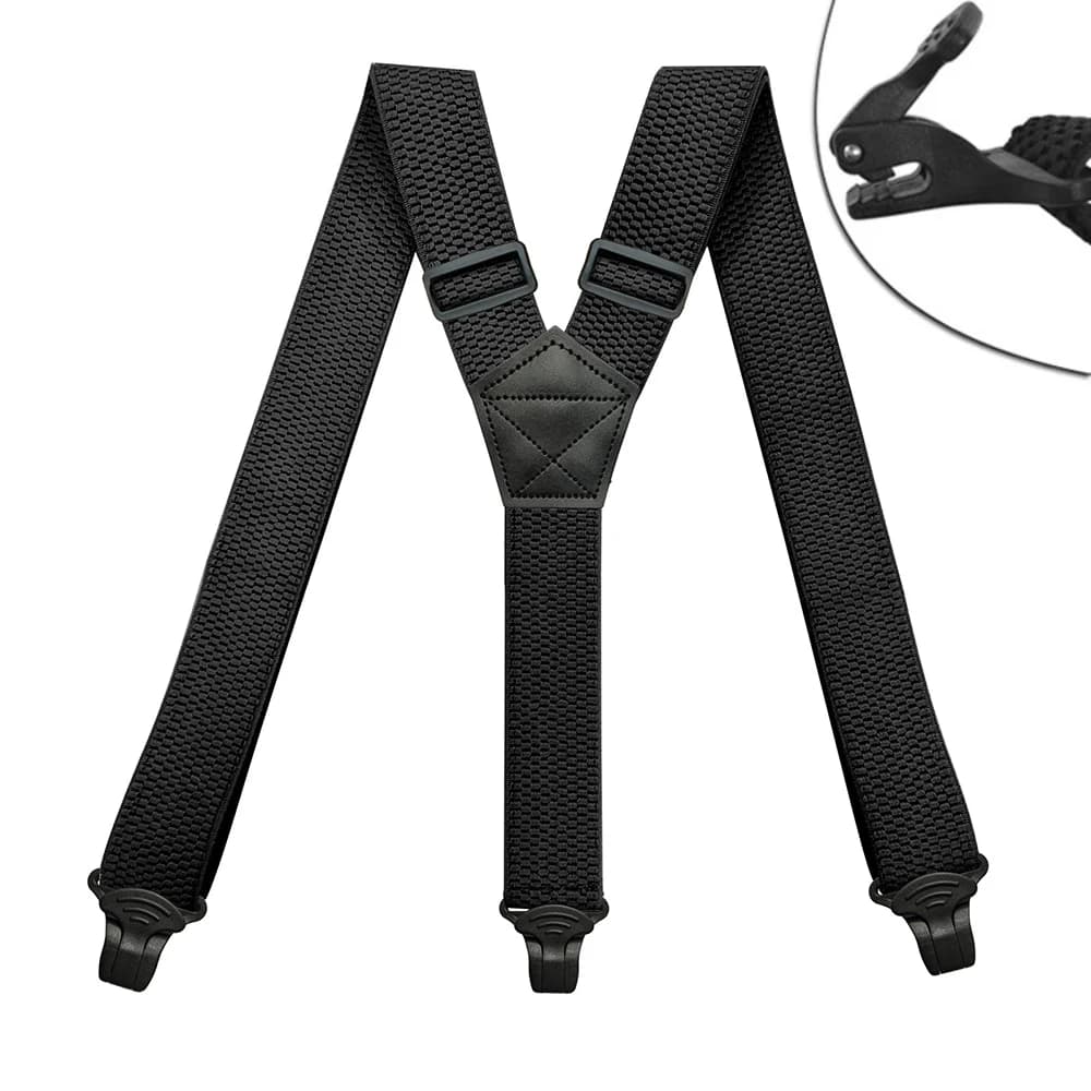 Bretelle resistenti per uomo da lavoro all'aperto 3,8 cm/1,5 pollici Y-back 3 clip in plastica Bretelle elastiche regolabili per pantaloni Cintura