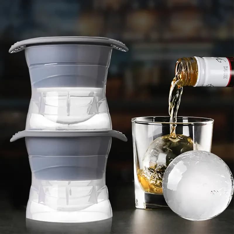 Stampo per Cubetti di Ghiaccio Premium per Whisky, in Silicone, Forma Rotonda, Vassoio per Ghiaccio a Congelamento Rapido, Accessorio da Cucina per Cocktail
