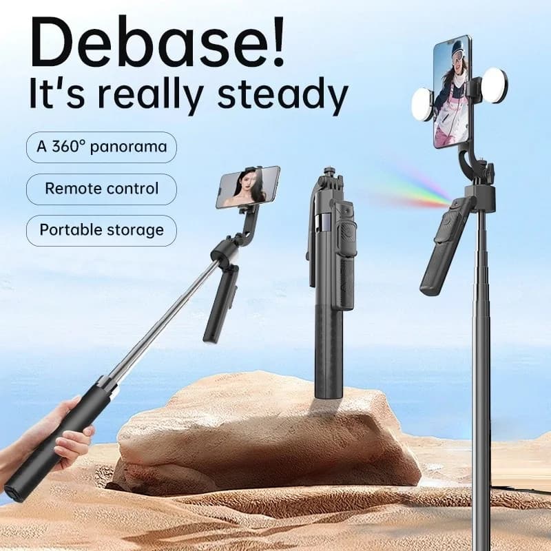 Bastone Selfie con Tracciamento Facciale 360°, 175cm/68.9in ° Stabilizzatore Giroscopico Intelligente con Supporto per Telefono e Treppiede per Fotocamera Mobile e GoPro