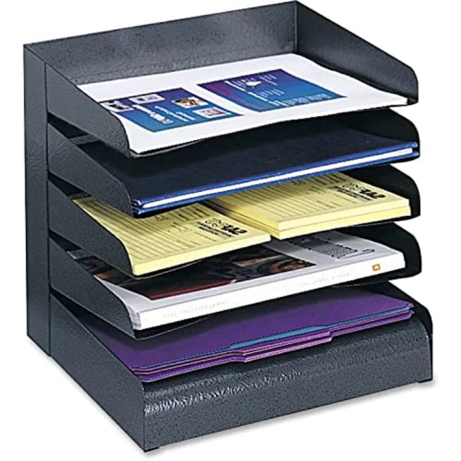 Organizzatore da scrivania in acciaio 3127BL con 5 ripiani, nero